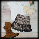 Short crochet lace mini skirt