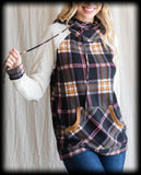 Plaid elbow patch hoodie