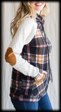 Plaid elbow patch hoodie