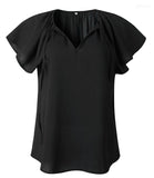 Tie front ruffle sleeve blouse