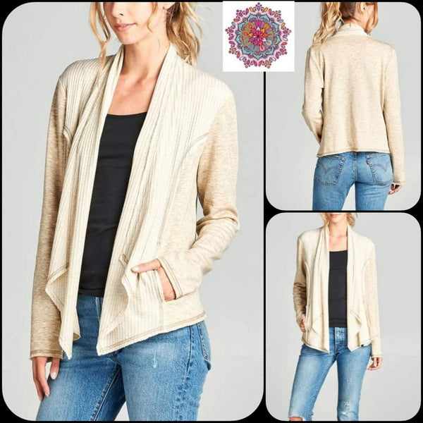 Open front long sleeve cardigan